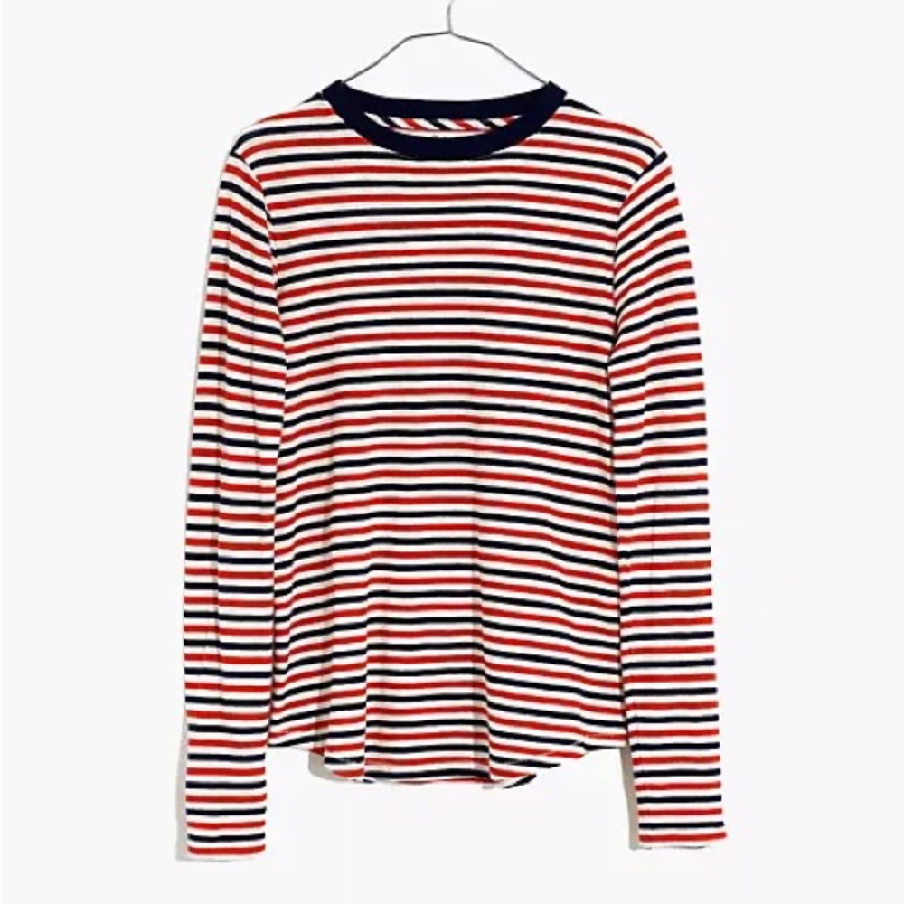 Madewell Whisper Cotton Rib Crewneck Long Sleeve Tee in Leesville